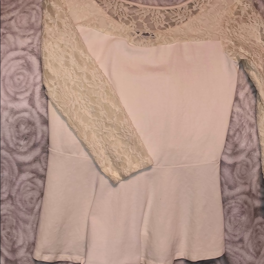 Express White/cream lace 3/4 sleeve top